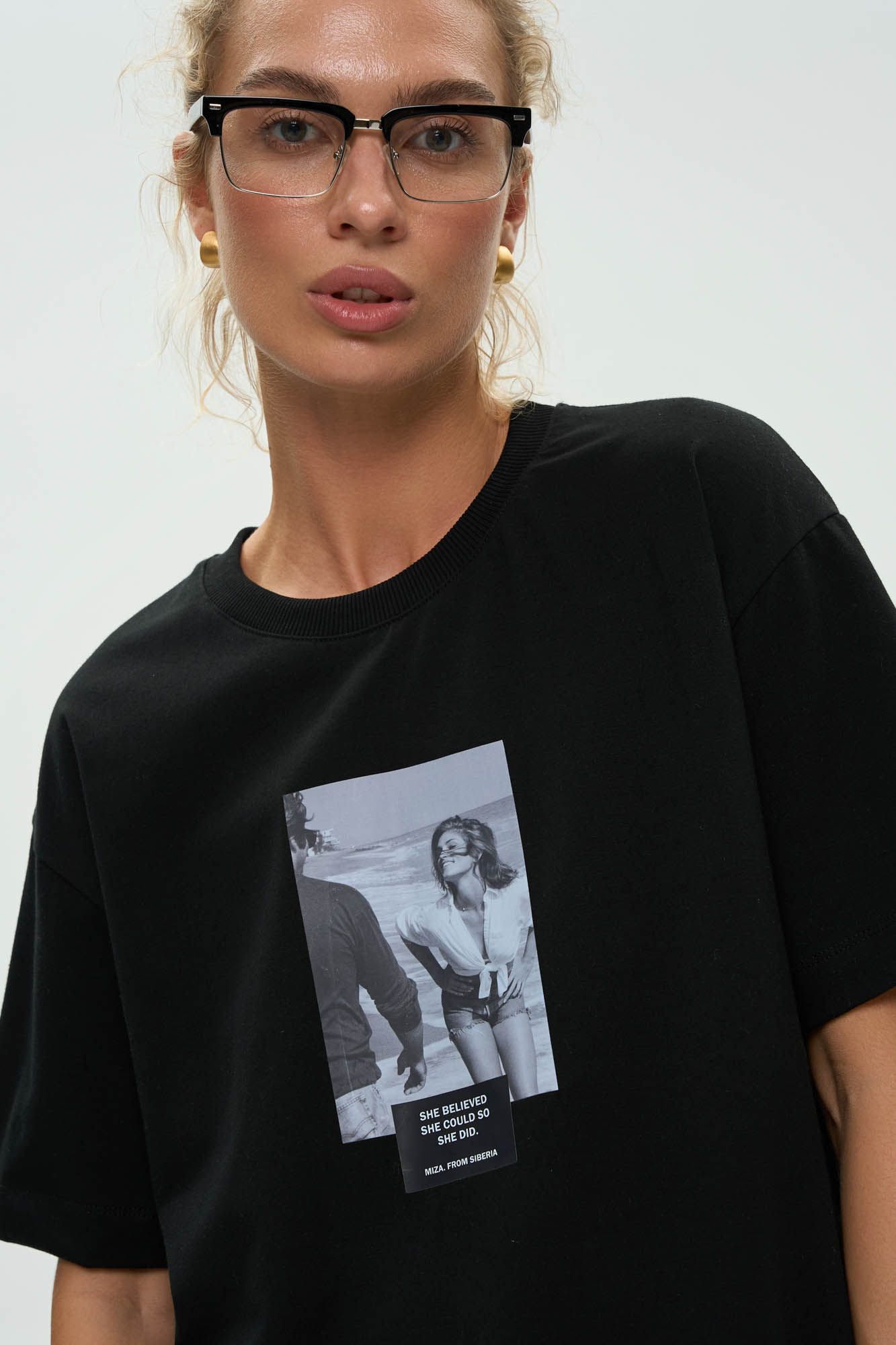 Футболка свободного кроя Print (S черный)