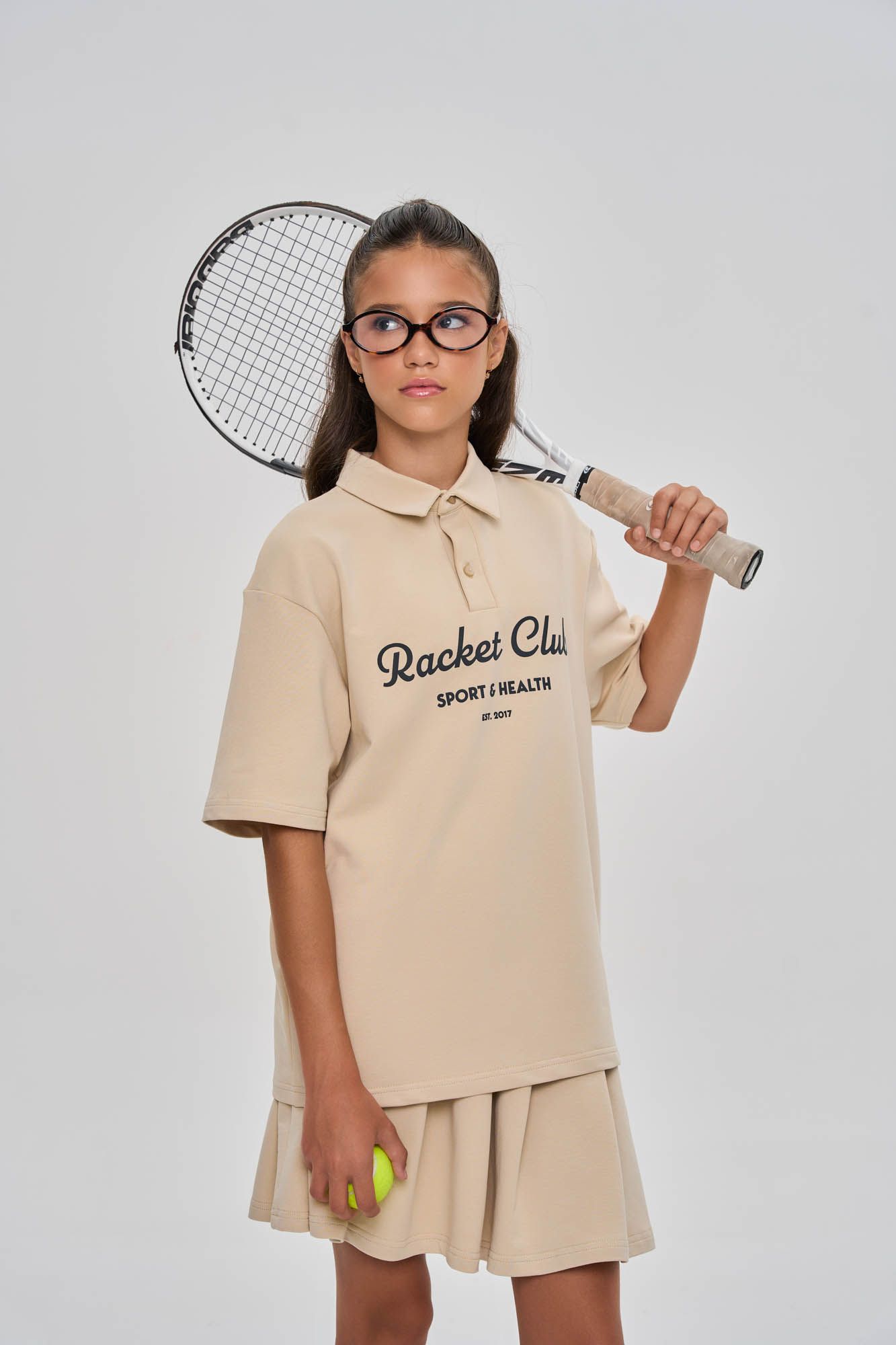 Футболка-поло Racket Club базового кроя (134 бежевый)